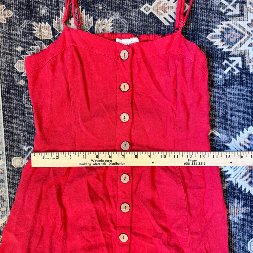 Universal Thread Women’s Adjustable Spaghetti Straps Red Button-Down Sundress M - Picture 10 of 12